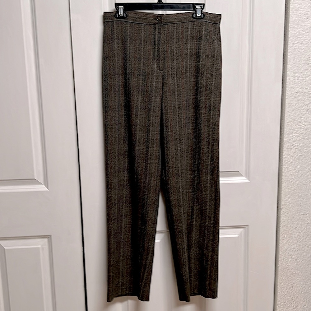 Dress Barn Gray Pink Plaid High Waist Tweed Dress Pants Size 10